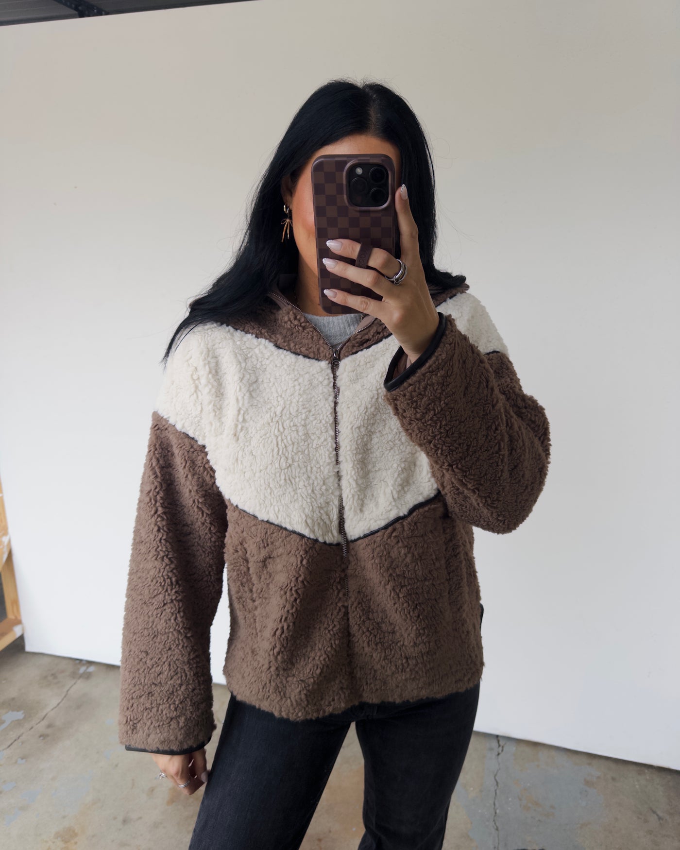 Colorblock Sherpa Jacket - Black Multi