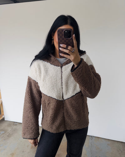 Colorblock Sherpa Jacket - Black Multi