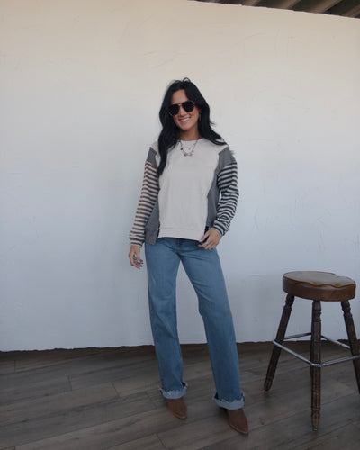 Modern Mix Top - Ecru/Multi