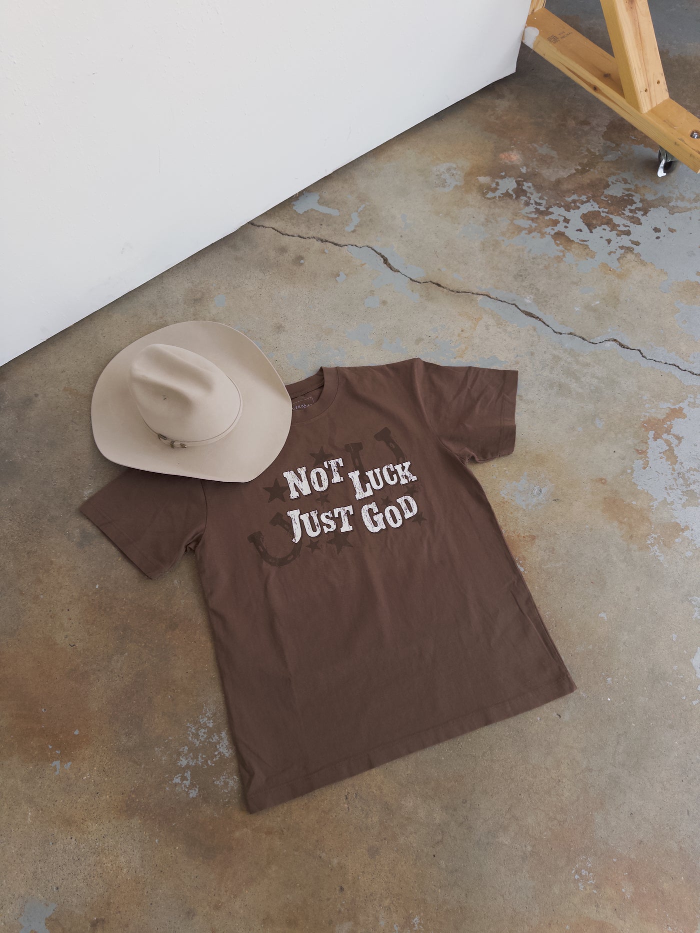 Not Luck Just God Cotton Tee - Chocolate