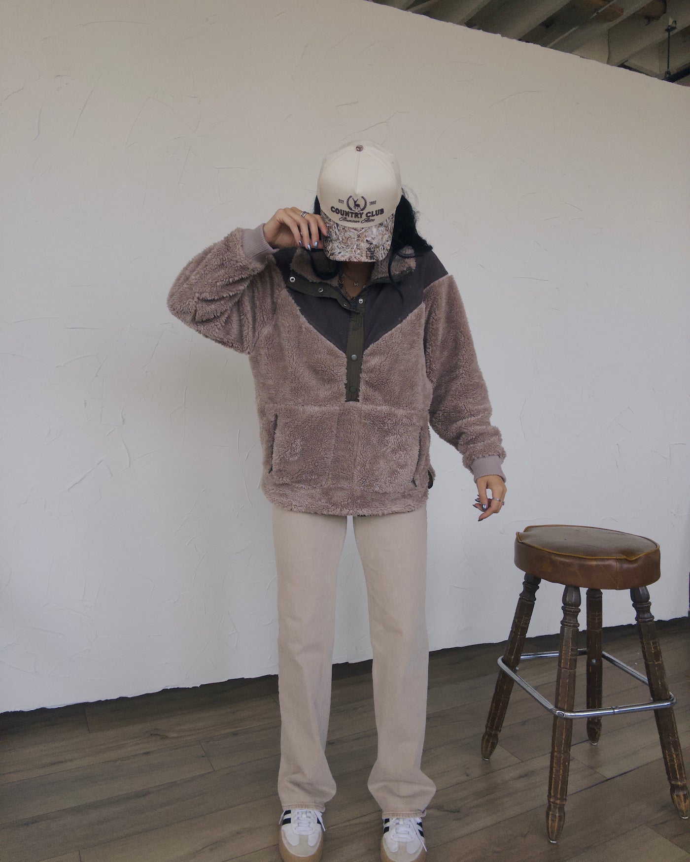 Cabin Creek Oversized Pullover - Mauve/Brown
