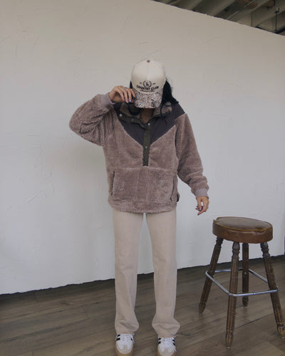 Cabin Creek Oversized Pullover - Mauve/Brown