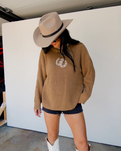 Double Horseshoe Sweater - Camel/Cream