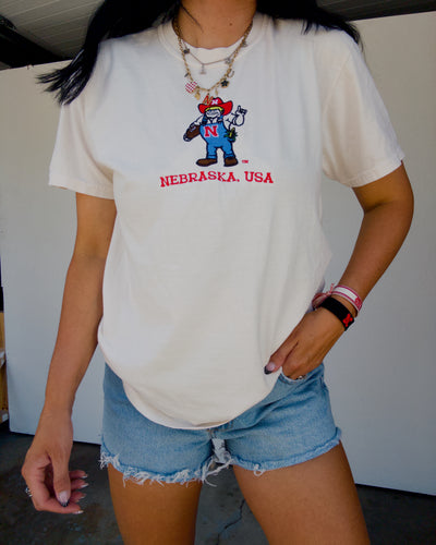 Embroidered Herbie Cotton Tee - Ivory