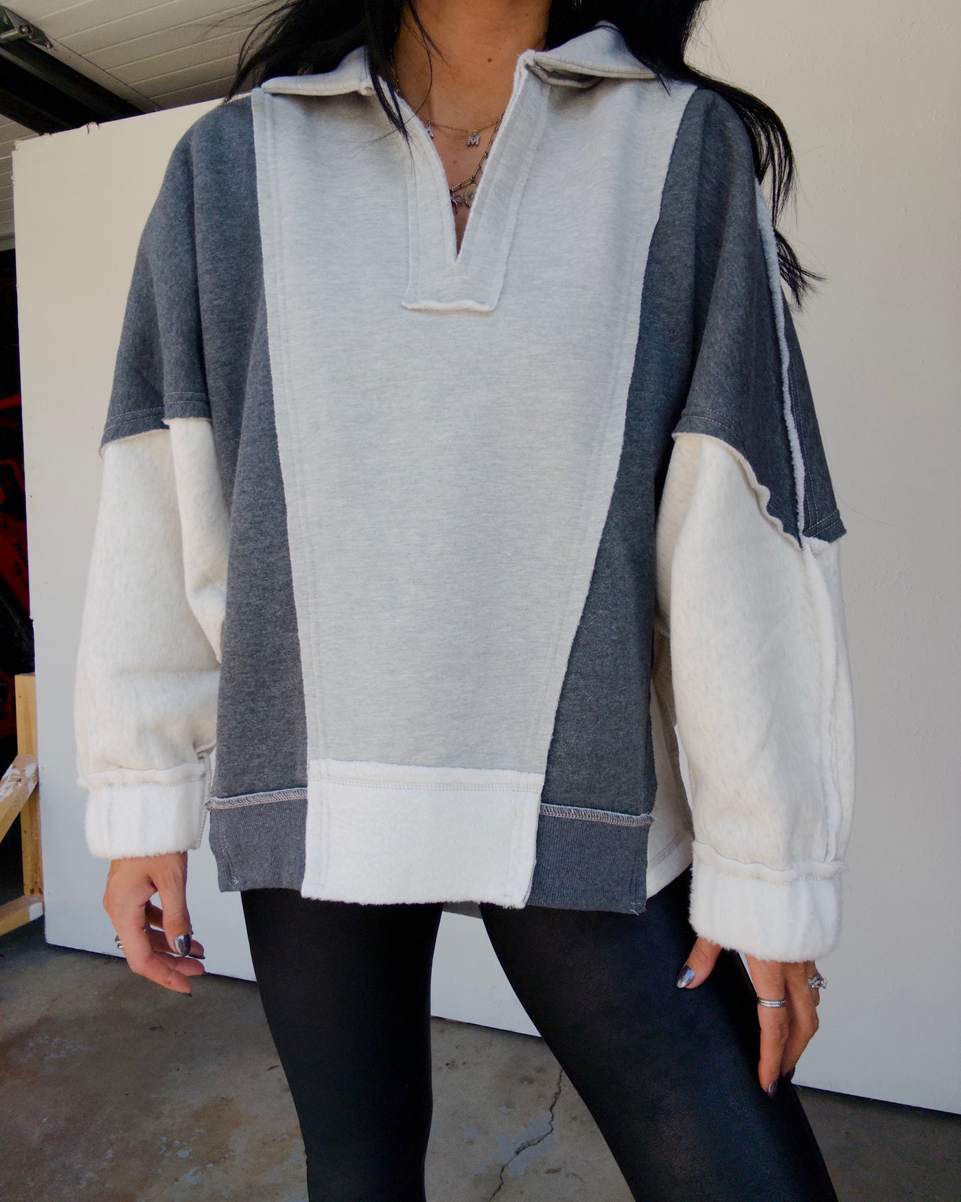 Lallie Oversized Sweatshirt - Gray Multi