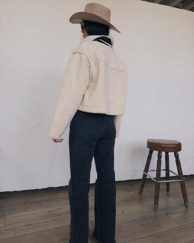 Reversible Suede Jacket - Black/Cream