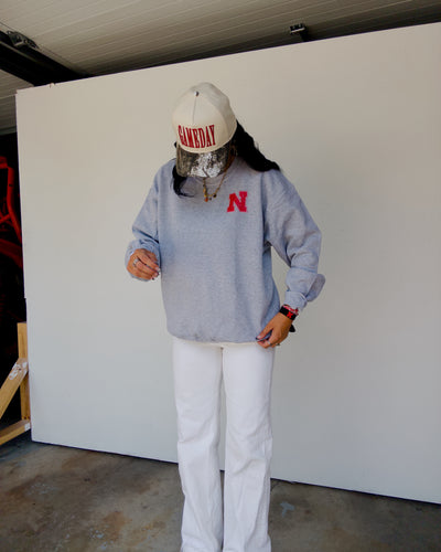 University Of Nebraska Doodle Sweatshirt - Heather Grey