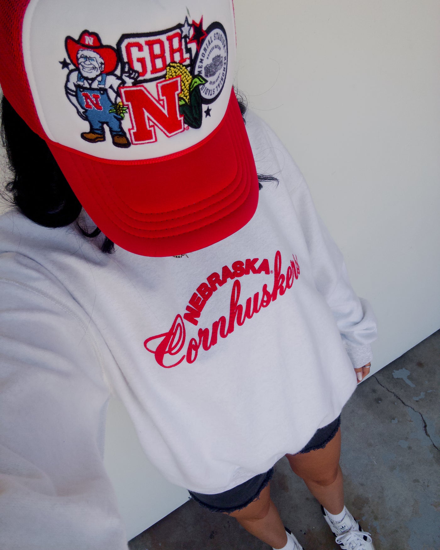NE Cornhuskers Inside Out Puff Sweatshirt - Ash