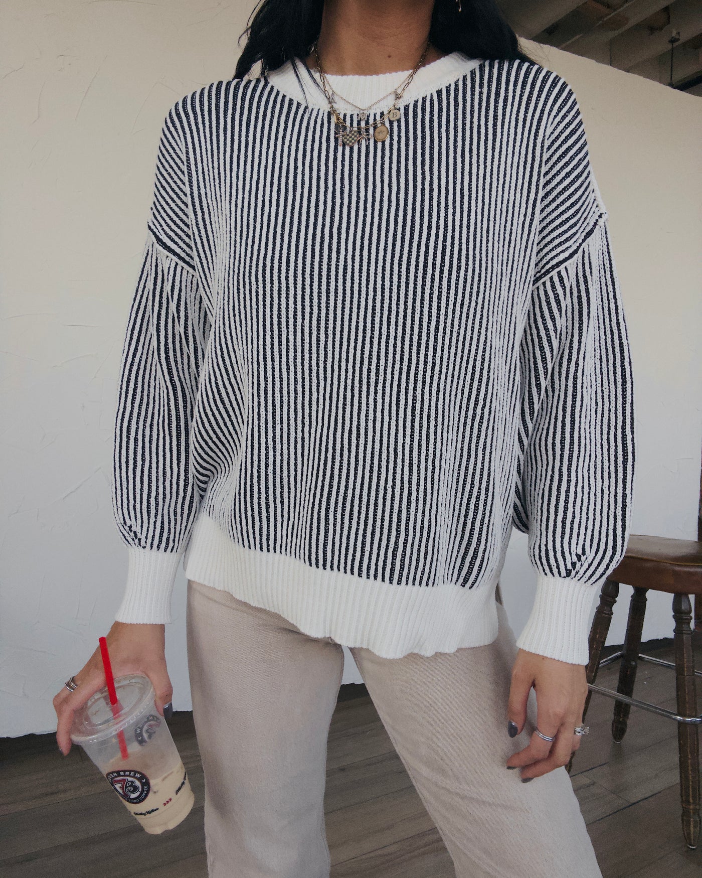 Linden Striped Sweater - Black