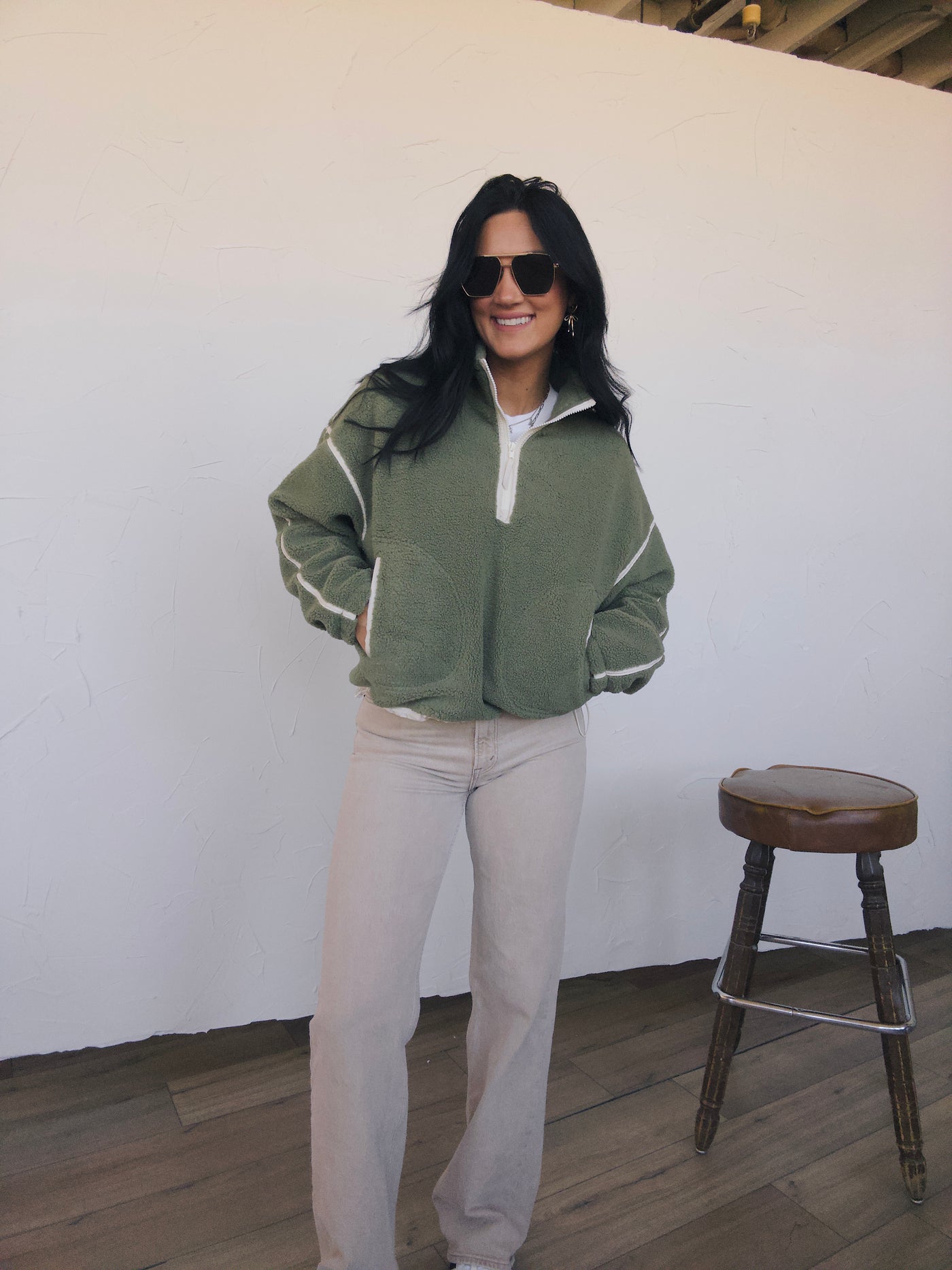 Rustic Ridge Half Zip - Sage