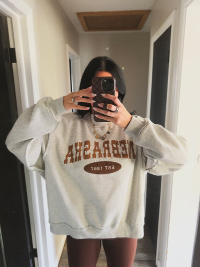 Western Nebraska Mock Neck Sweatshirt - Grey