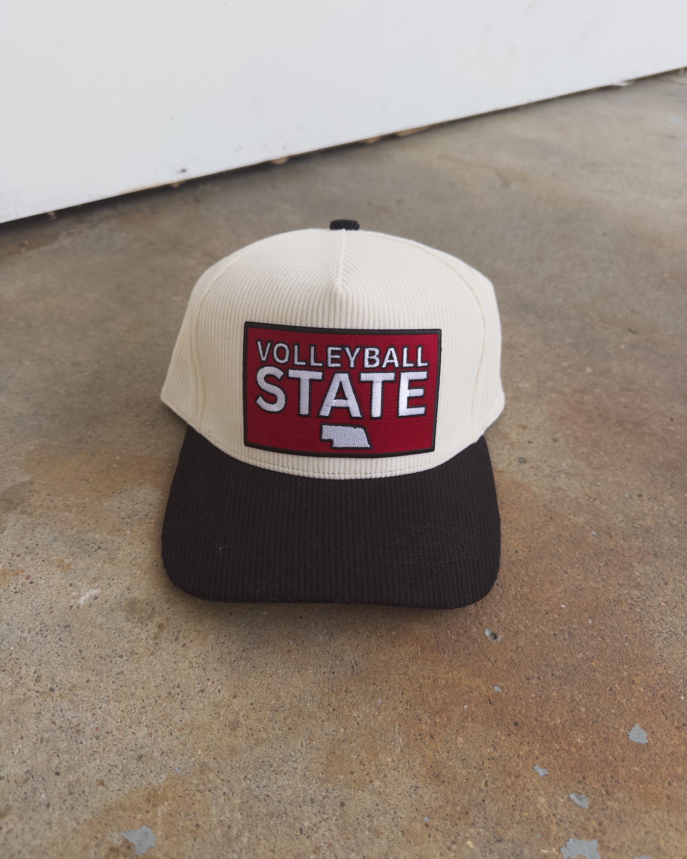 Volleyball State Corduroy Hat - Cream/Black