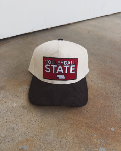 Volleyball State Corduroy Hat - Cream/Black