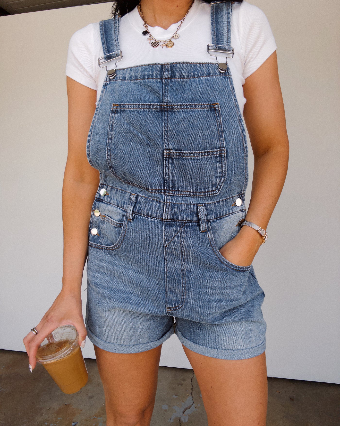Westside Denim Short Overalls - Medium Wash