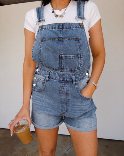 Westside Denim Short Overalls - Medium Wash