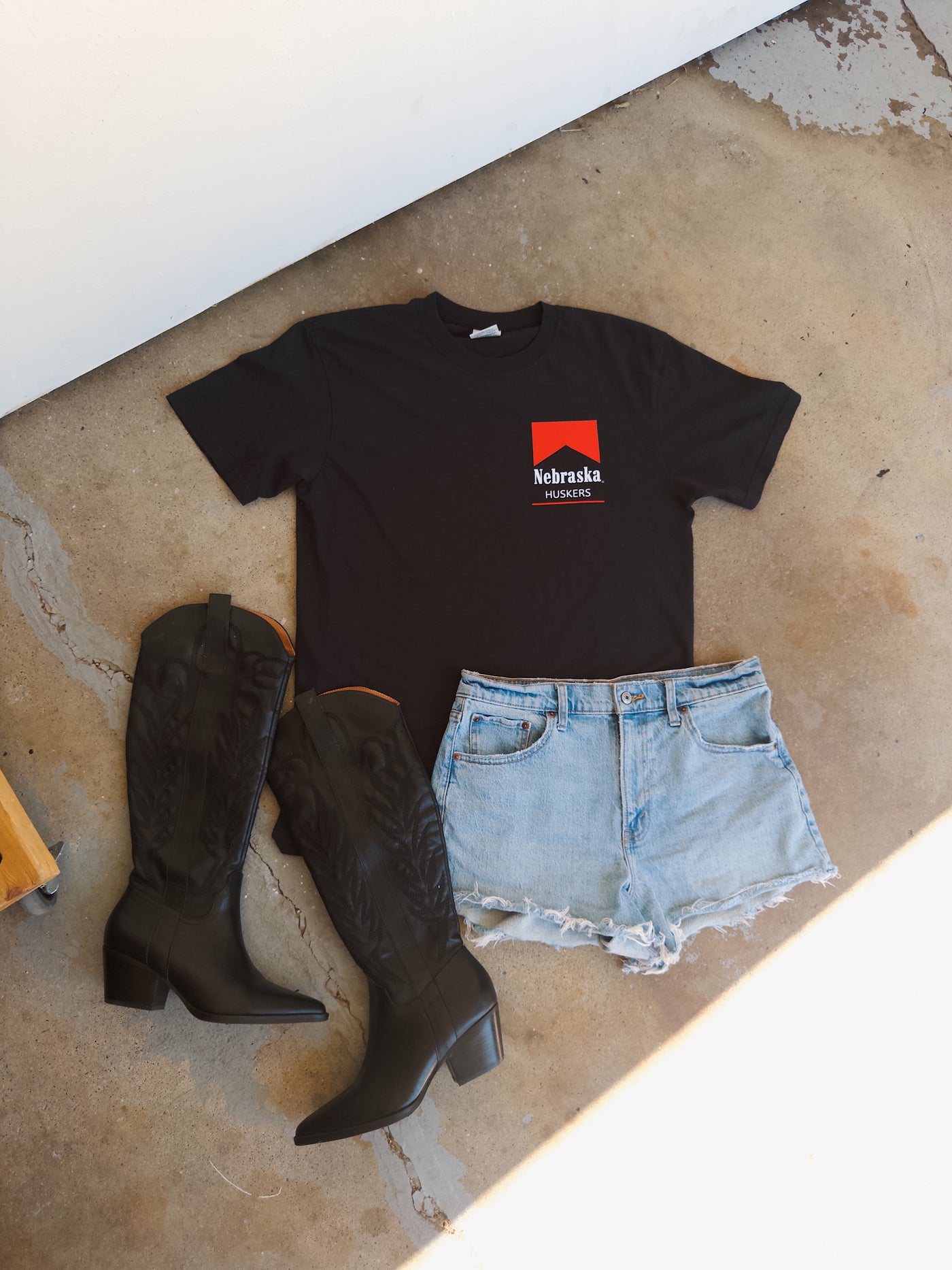 Nebraska Marlboro Cotton Tee - Black
