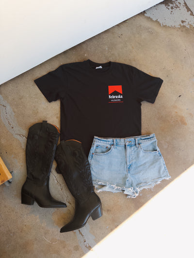 Nebraska Marlboro Cotton Tee - Black