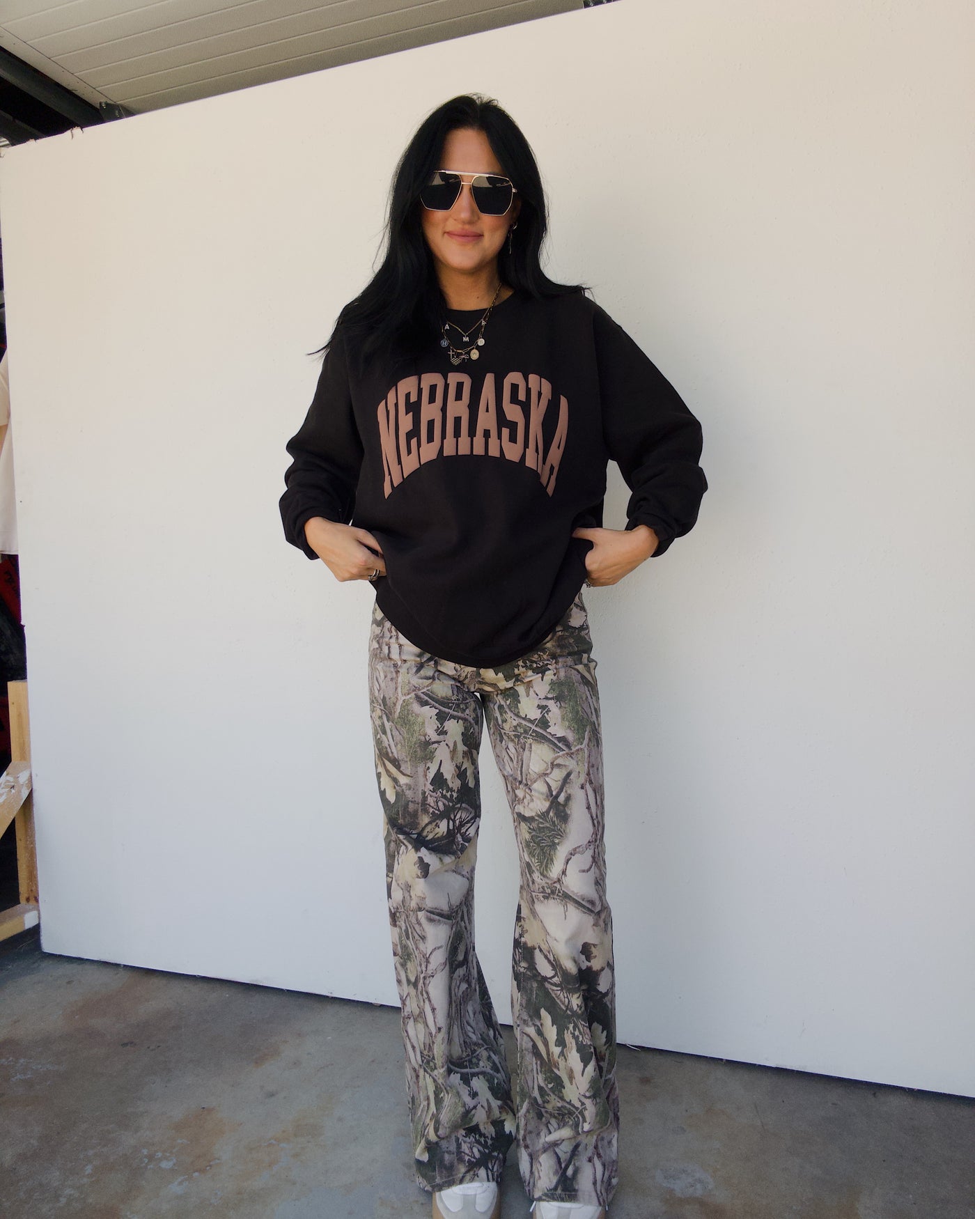 Neutral Nebraska Oversized Sweatshirt - Black