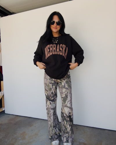 Neutral Nebraska Oversized Sweatshirt - Black