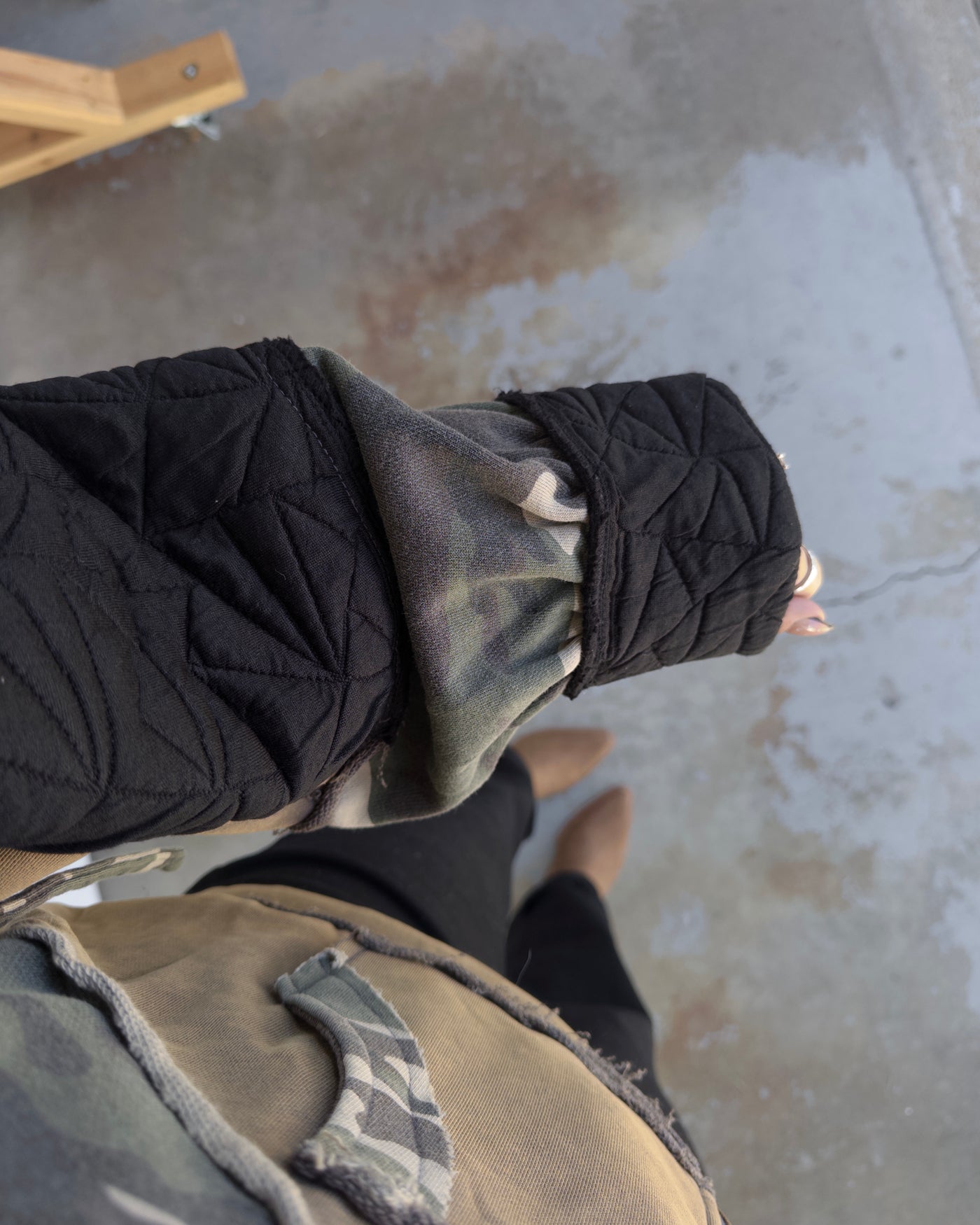 Cora Quilted Jacket - Black/Camo