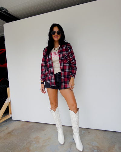 Nebraska Dunn Plaid Button Up - Red