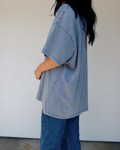 Mineral Washed Oversized Tee - Dusty Navy