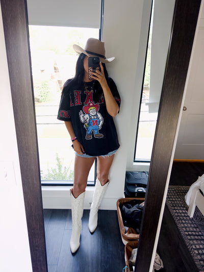 Huskers Split Oversized Tee - Black