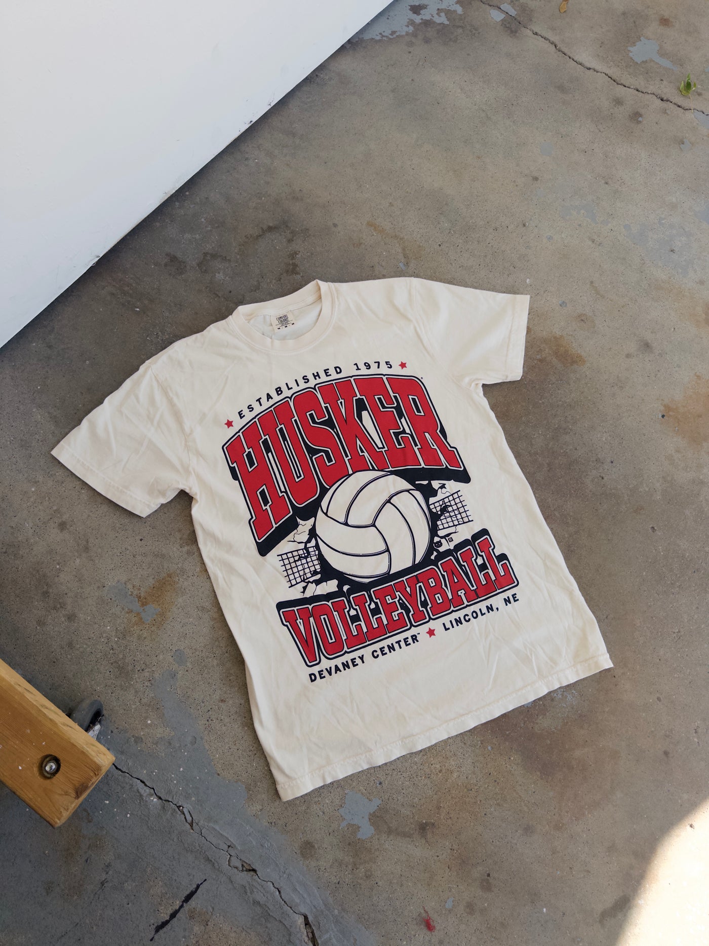 Husker Volleyball Cotton Tee - Ivory