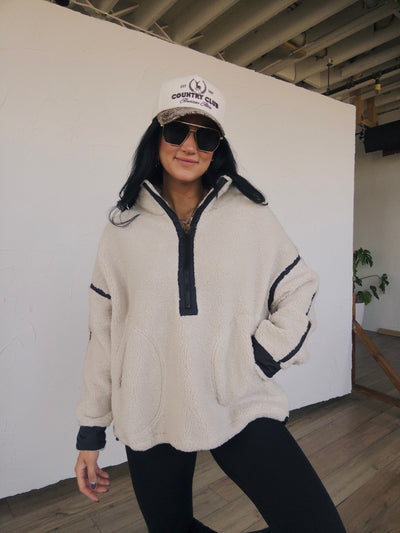Cloudland Oversized Half-Zip - Oatmeal/Black