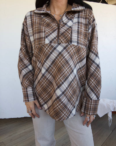 Flannel Fields Half Zip - Brown Multi