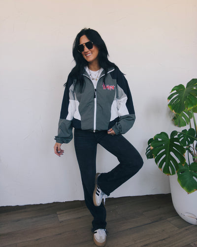 Nebraska Cornhuskers Oversized Track Jacket - Black/Charcoal
