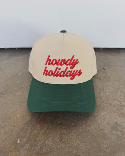 Howdy Holidays Hat - Green/Cream