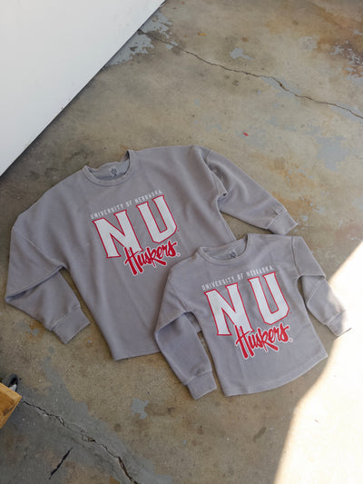 NU Huskers Corded Crew - Charcoal