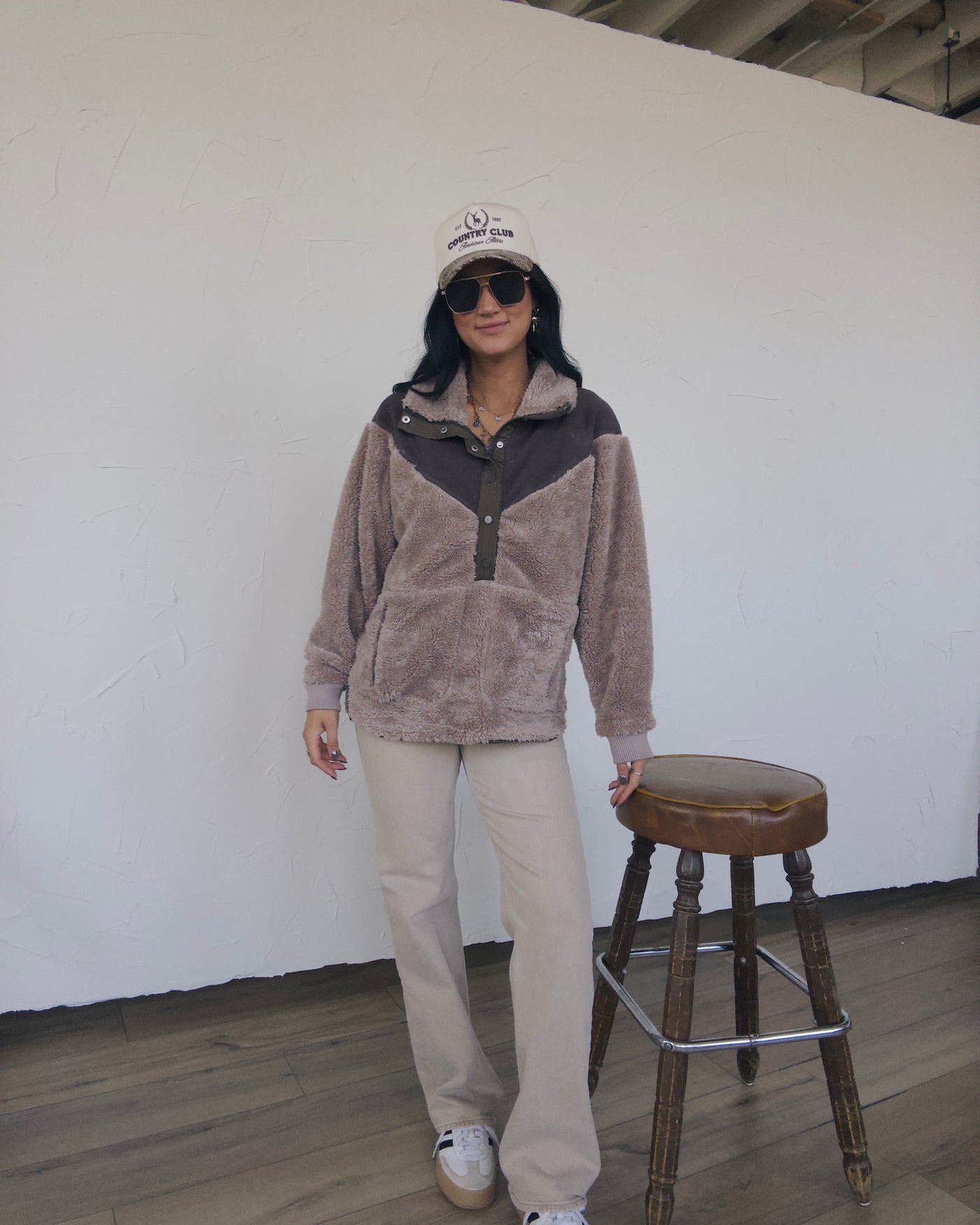 Cabin Creek Oversized Pullover - Mauve/Brown