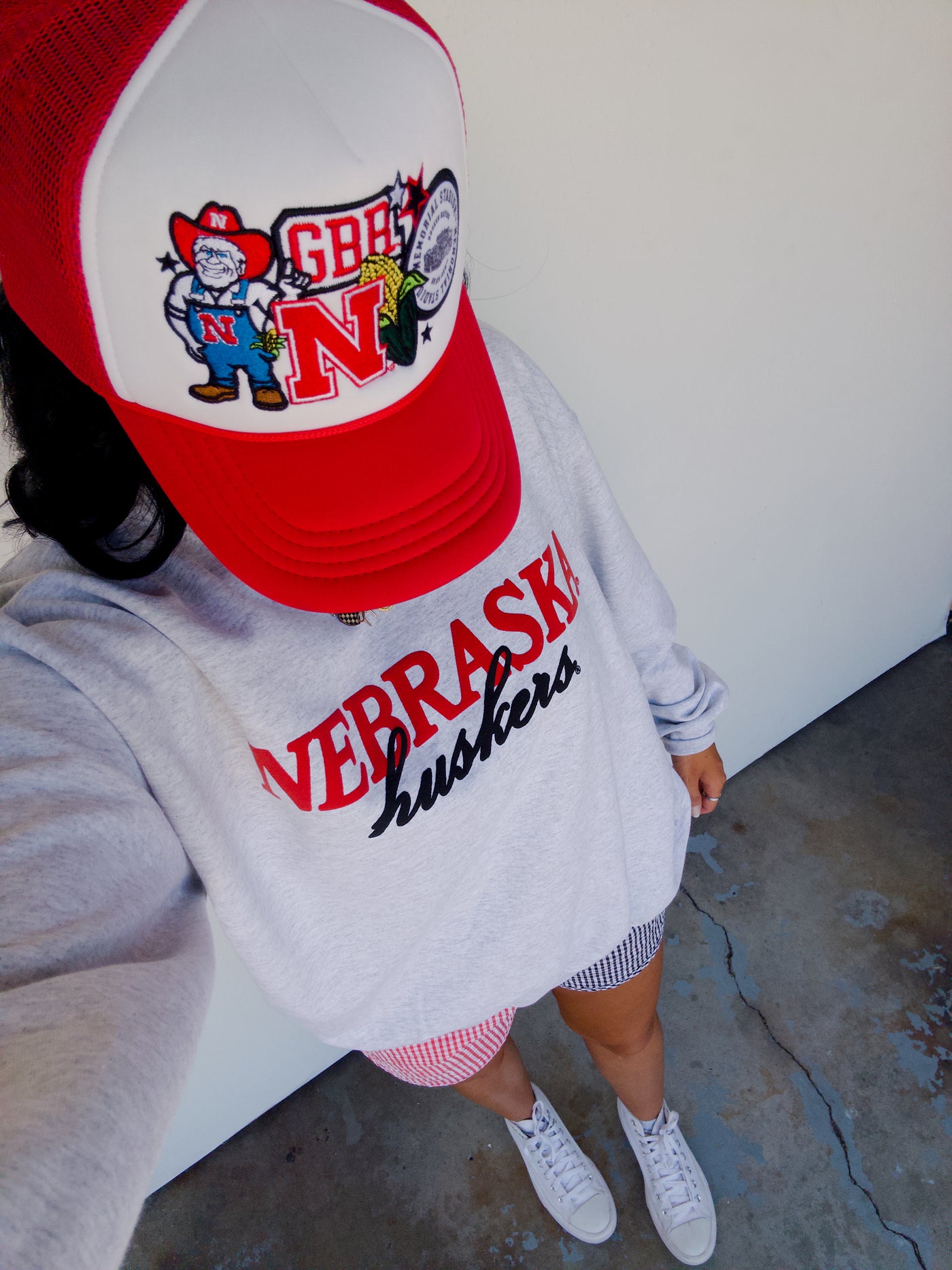 NE Huskers Layered Sweatshirt - Ash