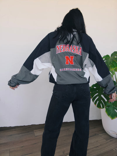 Nebraska Cornhuskers Oversized Track Jacket - Black/Charcoal