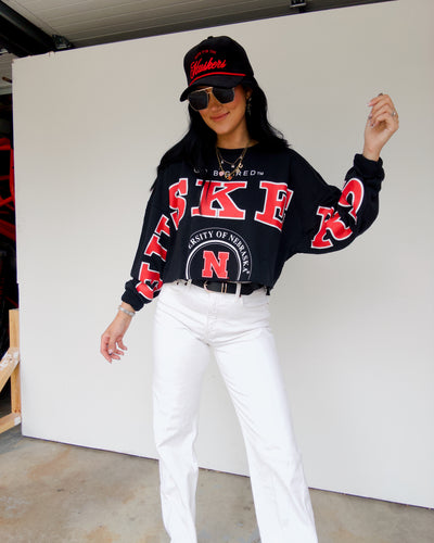 Nebraska Phipps Cropped Crew - Black