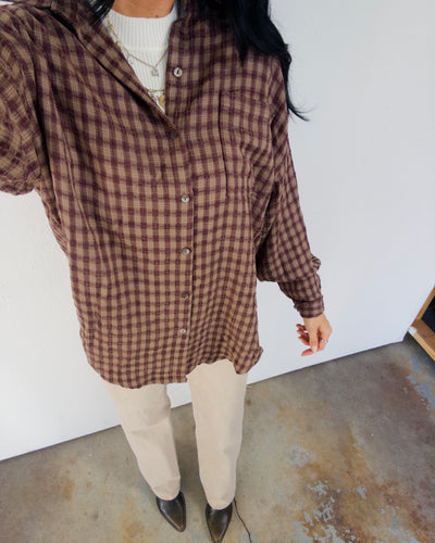 Mia Checkered Top - Brown