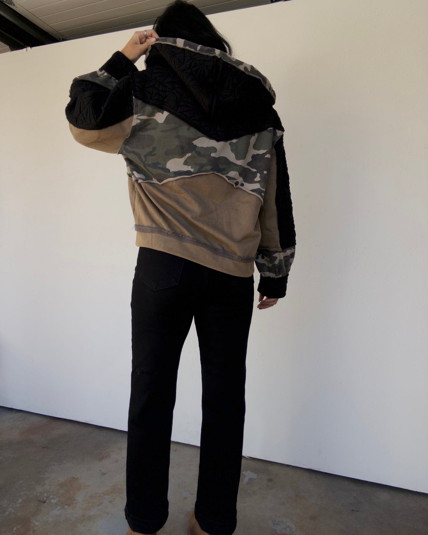 Cora Quilted Jacket - Black/Camo