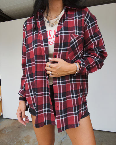 Nebraska Dunn Plaid Button Up - Red