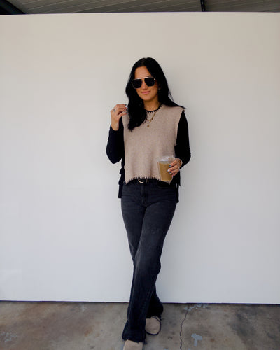 Marly Sweater Vest - Black/taupe