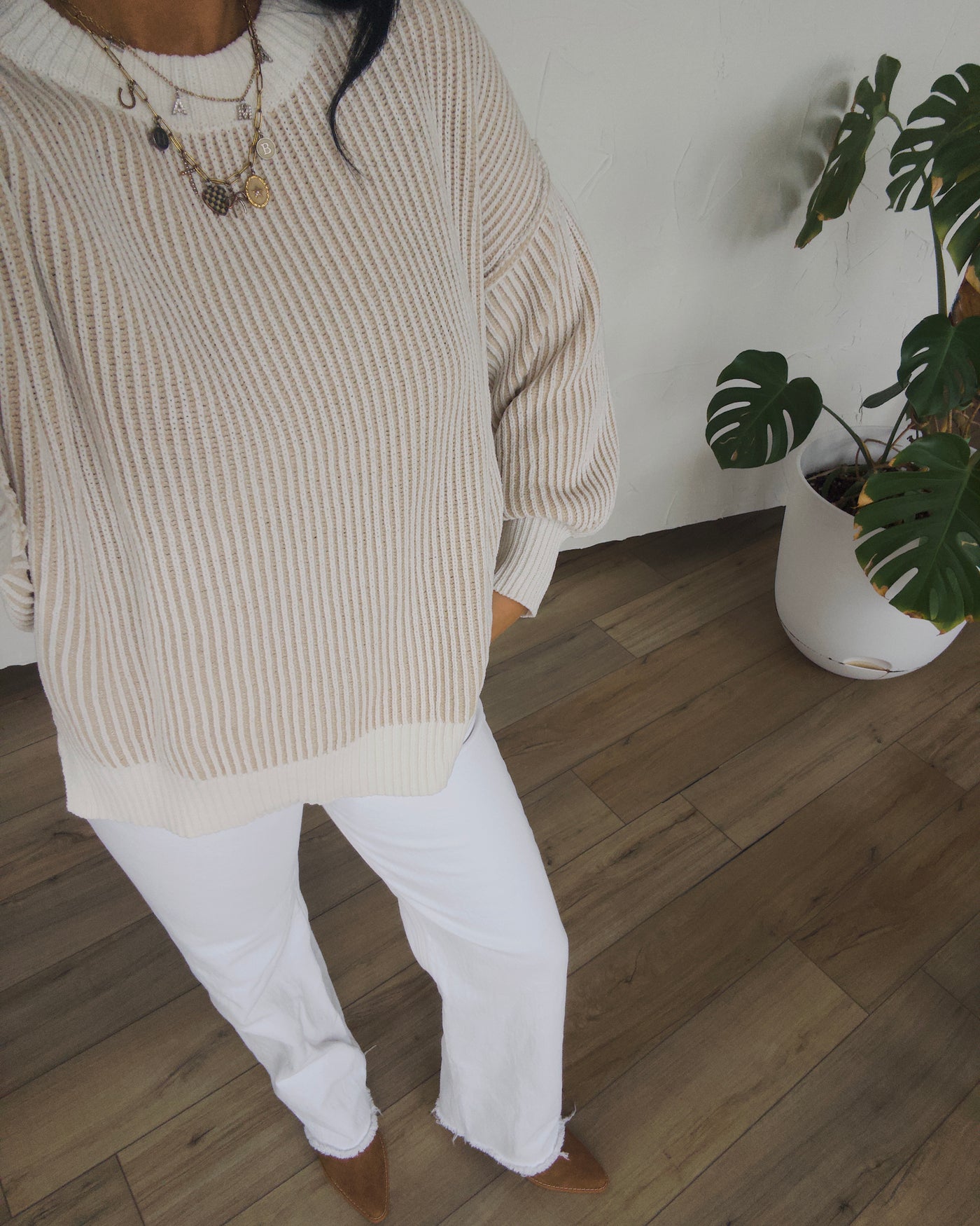 Linden Striped Sweater - Taupe