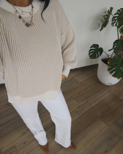 Linden Striped Sweater - Taupe