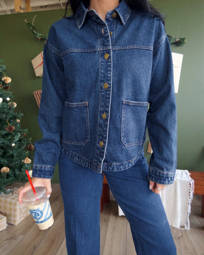 Varsity Blues Denim Jacket - Dark Wash