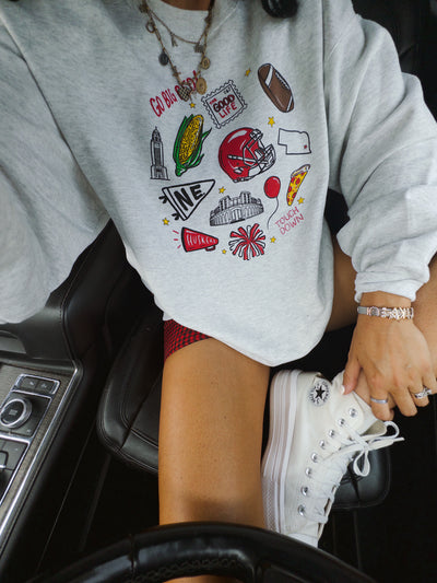 PREORDER Nebraska Doodle Sweatshirt - Ash