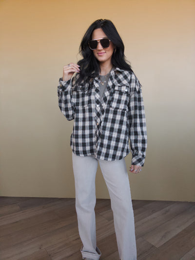 Denver Plaid Shacket - Cream/Black