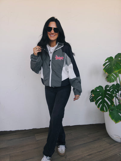 Nebraska Cornhuskers Oversized Track Jacket - Black/Charcoal