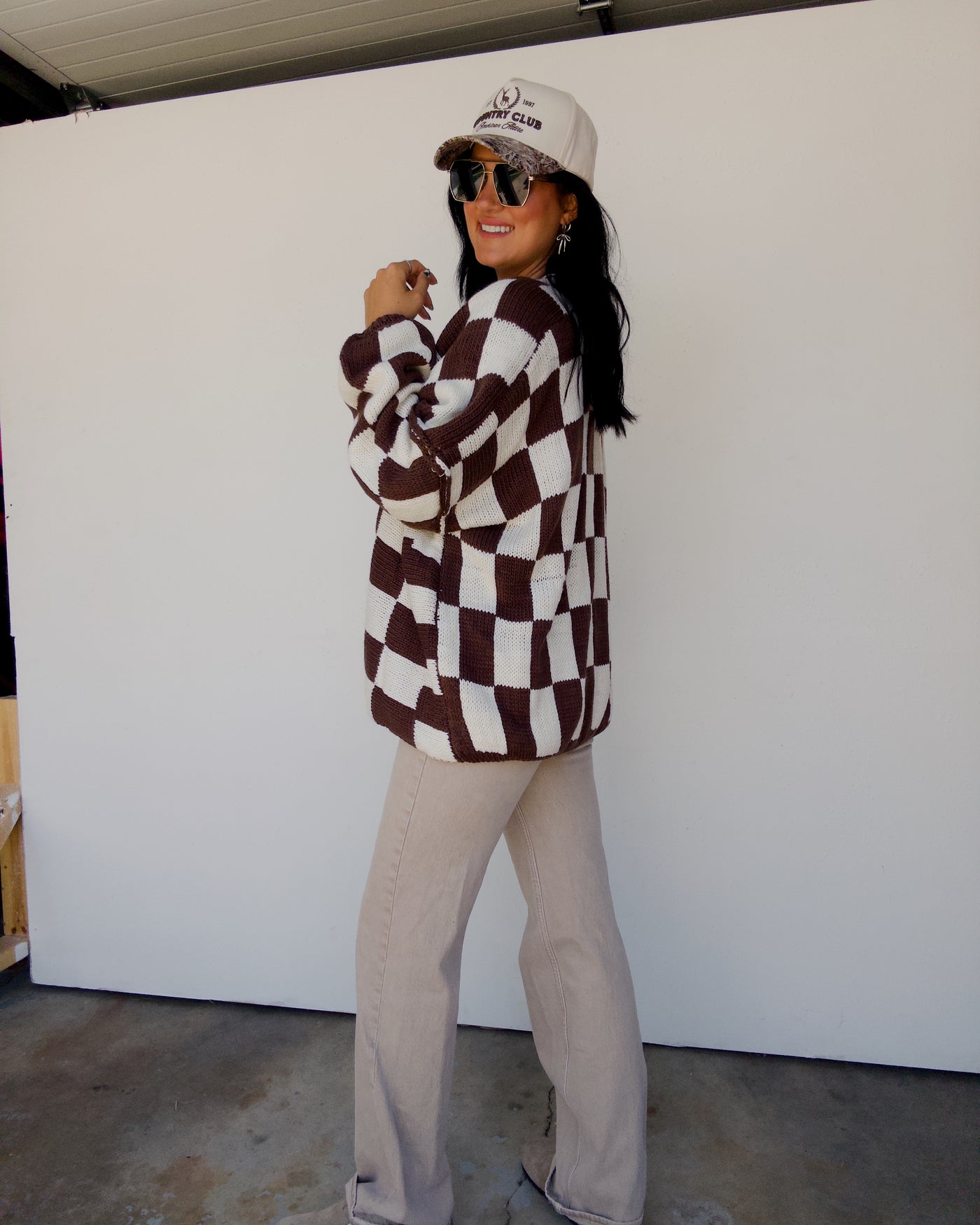 Check Me Out Cardigan - Brown/Ivory