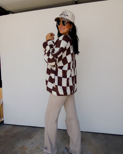 Check Me Out Cardigan - Brown/Ivory