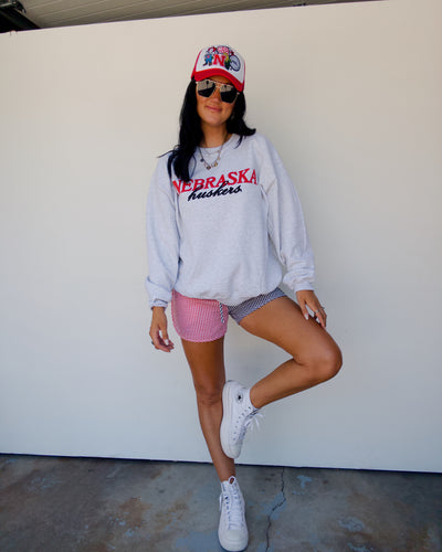 NE Huskers Layered Sweatshirt - Ash